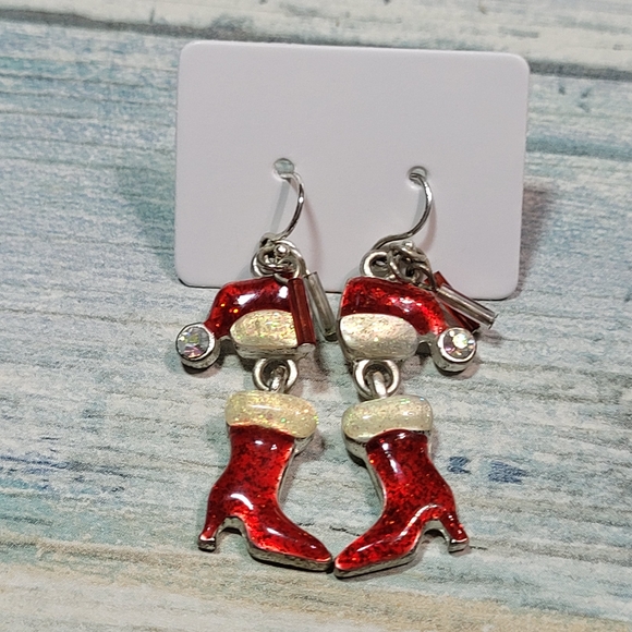 Festive Red Santa Hat and Boot Earrings - Picture 5 of 5